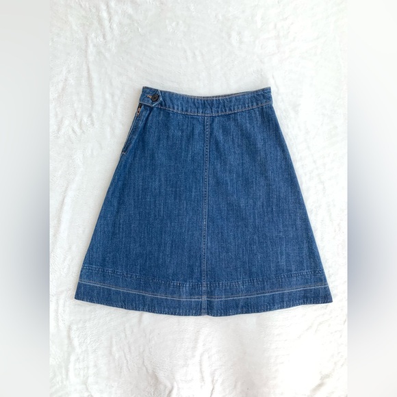 BNWOT GAP 1969 100% Cotton Denim Flap Pocket A-Line Skirt Medium Wash Size 24 - Picture 7 of 12
